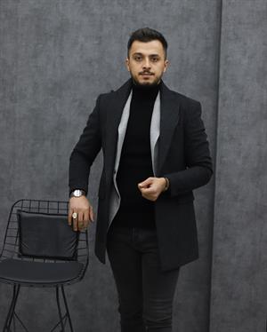 COSTUMEN 4004 CEKET YAKA KAŞE KABAN(K.GRİ)