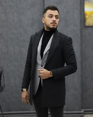 COSTUMEN 4004 CEKET YAKA KAŞE KABAN(K.GRİ)