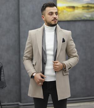 COSTUMEN 4004 CEKET YAKA KAŞE KABAN(KREM)