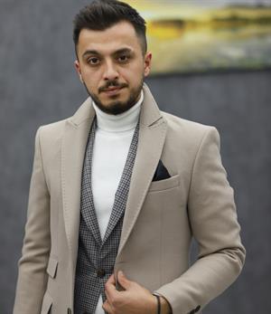 COSTUMEN 4004 CEKET YAKA KAŞE KABAN(KREM)