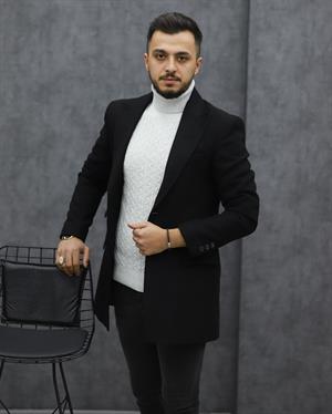 COSTUMEN 4004 CEKET YAKA KAŞE KABAN(SİYAH)