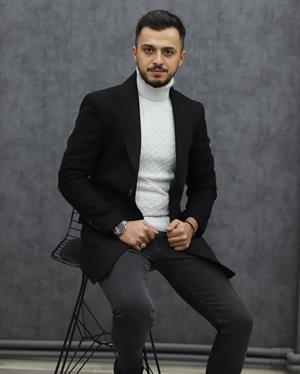 COSTUMEN 4004 CEKET YAKA KAŞE KABAN(SİYAH)