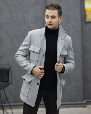 COSTUMEN 6024 KEMERLİ KAŞE KABAN(A.GRİ)