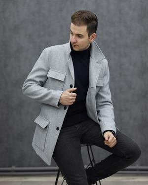 COSTUMEN 6024 KEMERLİ KAŞE KABAN(A.GRİ)