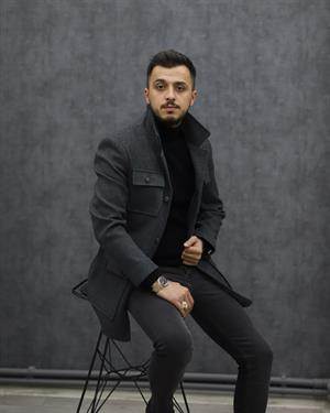 COSTUMEN 6024 KEMERLİ KAŞE KABAN(K.GRİ)