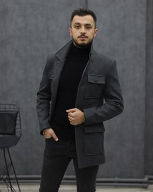 COSTUMEN 6024 KEMERLİ KAŞE KABAN(K.GRİ)