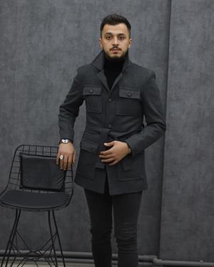 COSTUMEN 6024 KEMERLİ KAŞE KABAN(K.GRİ)