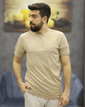 CWL 7029 BİSİKLET YAKA TİŞÖRT(BEJ)