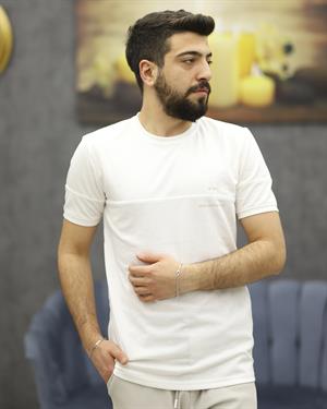 CWL 7029 BİSİKLET YAKA TİŞÖRT(KREM)