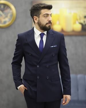 DORMEN 1730 SLİMFİT KRUVAZE TAKIM ELBİSE(LACİVERT)