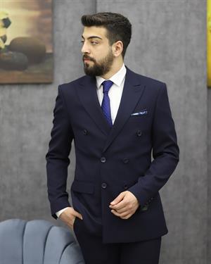 DORMEN 1730 SLİMFİT KRUVAZE TAKIM ELBİSE(LACİVERT)