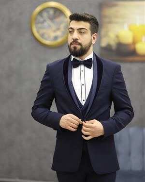DORMEN 4308 ŞAL YAKA ENBOY LYCRALI SMOKİN SET(LACİVERT)