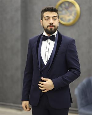 DORMEN 4308 ŞAL YAKA ENBOY LYCRALI SMOKİN SET(LACİVERT)
