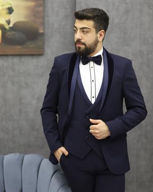 DORMEN 4308 ŞAL YAKA ENBOY LYCRALI SMOKİN SET(LACİVERT)