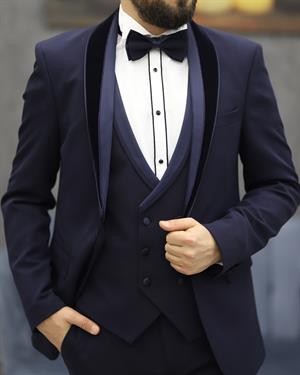 DORMEN 4308 ŞAL YAKA ENBOY LYCRALI SMOKİN SET(LACİVERT)