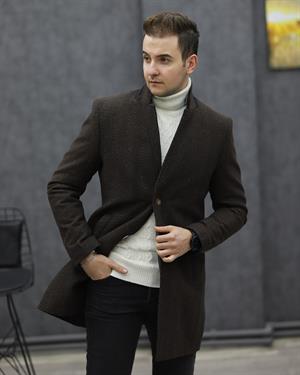 EXCELENTE 2052 DİK YAKA KAŞE KABAN(KAHVE)