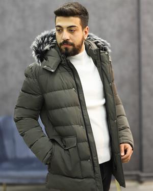 EXCELENTE 5111 KAPŞONLU KÜRKLÜ ŞİŞME KABAN(HAKİ)