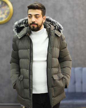 EXCELENTE 5111 KAPŞONLU KÜRKLÜ ŞİŞME KABAN(HAKİ)
