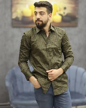 GUARES 105 SLİMFİT DİJİTAL U.KOL GÖMLEK(HAKİ)