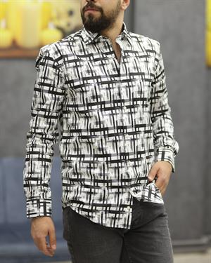 GUARES 111 SLİMFİT DİJİTAL U.KOL GÖMLEK(SİYAH)