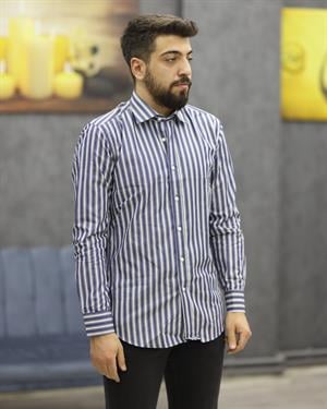 GUARES C-14 SLİMFİT COTTON U.KOL GÖMLEK(LACİVERT)