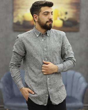 GUARES LİNEN KETEN U.KOL GÖMLEK(GRİ)