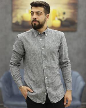 GUARES LİNEN KETEN U.KOL GÖMLEK(GRİ)