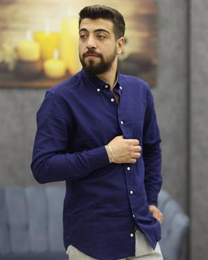 GUARES LİNEN KETEN U.KOL GÖMLEK(LACİVERT)