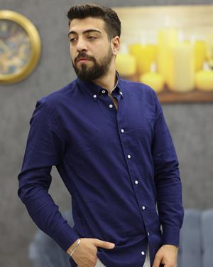 GUARES LİNEN KETEN U.KOL GÖMLEK(LACİVERT)