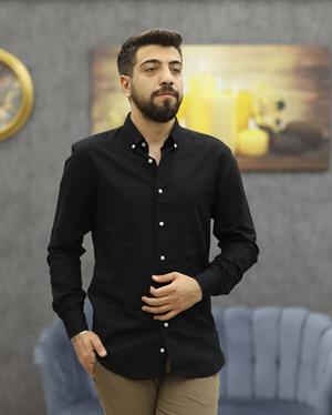 GUARES LİNEN KETEN U.KOL GÖMLEK(SİYAH)