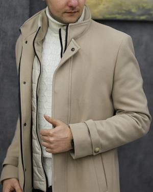 RAVMEN 7199 YAKA ÇIKMALI KAŞE KABAN(KREM)