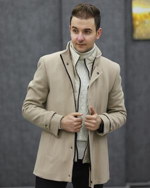 RAVMEN 7199 YAKA ÇIKMALI KAŞE KABAN(KREM)