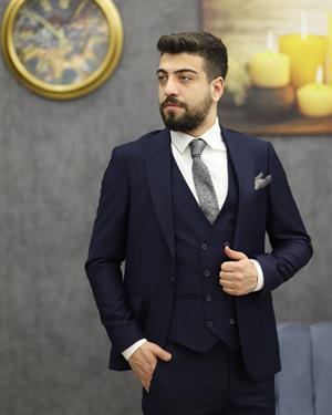 SAVARA 10000 SLİMFİT YELEKLİ TAKIM ELBİSE(LACİVERT)