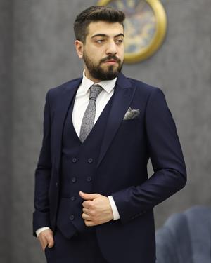 SAVARA 10000 SLİMFİT YELEKLİ TAKIM ELBİSE(LACİVERT)