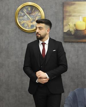 SAVARA 10008 SLİMFİT ARMÜRLÜ YELEKLİ TAKIM ELBİSE(SİYAH)