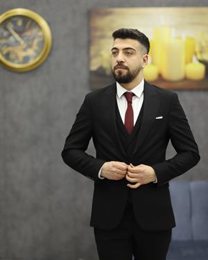 SAVARA 10008 SLİMFİT ARMÜRLÜ YELEKLİ TAKIM ELBİSE(SİYAH)