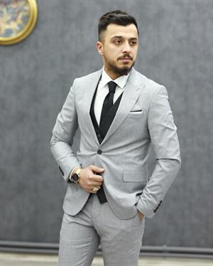 SAVARA 11457 SLİMFİT YELEKLİ TAKIM ELBİSE(A.GRİ)