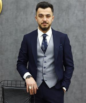 SAVARA 11537 SLİMFİT YELEKLİ TAKIM ELBİSE(LACİVERT)