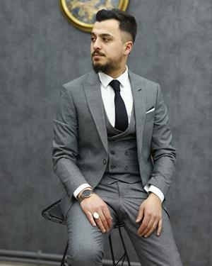 SAVARA 11625 SLİMFİT YELEKLİ TAKIM ELBİSE(GRİ)