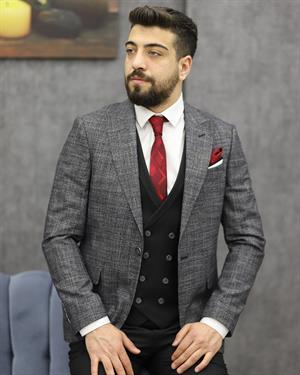SAVARA 11777 SLİMFİT KOMBİNLİ TAKIM ELBİSE(K.GRİ)