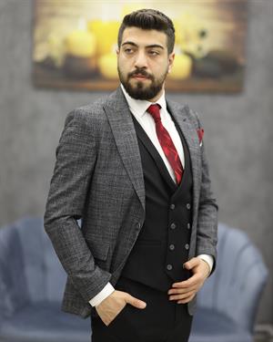 SAVARA 11777 SLİMFİT KOMBİNLİ TAKIM ELBİSE(K.GRİ)