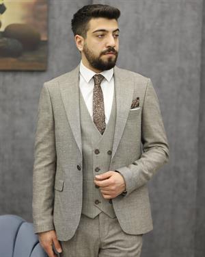 SAVARA 11953 SLİMFİT YELEKLİ TAKIM ELBİSE(A.KAHVE)