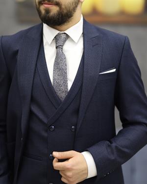 SAVARA 12313 SLİMFİT TORBA CEPLİ YELEKLİ TAKIM ELBİSE(LACİVERT)