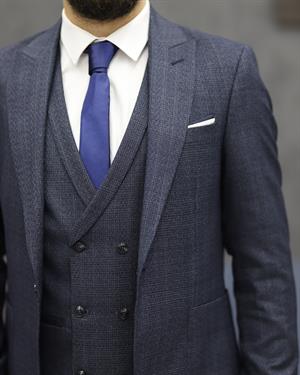 SAVARA 12313 SLİMFİT TORBA CEPLİ YELEKLİ TAKIM ELBİSE(K.MAVİ)