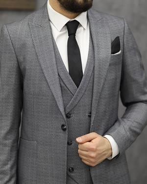SAVARA 12313 SLİMFİT TORBA CEPLİ YELEKLİ TAKIM ELBİSE(GRİ)