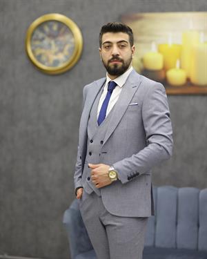SAVARA 12393 SLİMFİT YELEKLİ TAKIM ELBİSE(A.MAVİ)