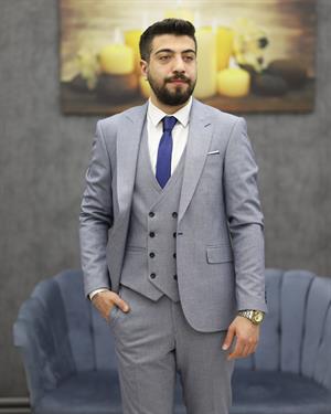 SAVARA 12393 SLİMFİT YELEKLİ TAKIM ELBİSE(A.MAVİ)