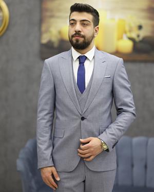 SAVARA 12393 SLİMFİT YELEKLİ TAKIM ELBİSE(A.MAVİ)