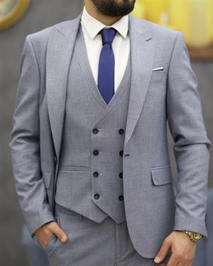 SAVARA 12393 SLİMFİT YELEKLİ TAKIM ELBİSE(A.MAVİ)