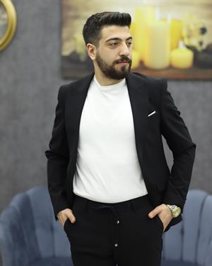 SAVARA 12418 SLİMFİT SPOR TAKIM ELBİSE(SİYAH)